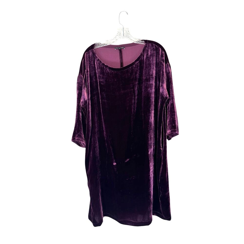 Eileen Fisher Purple Velvet Witchy Whimsigoth Dark‎ Romantic Silk Dress Size M